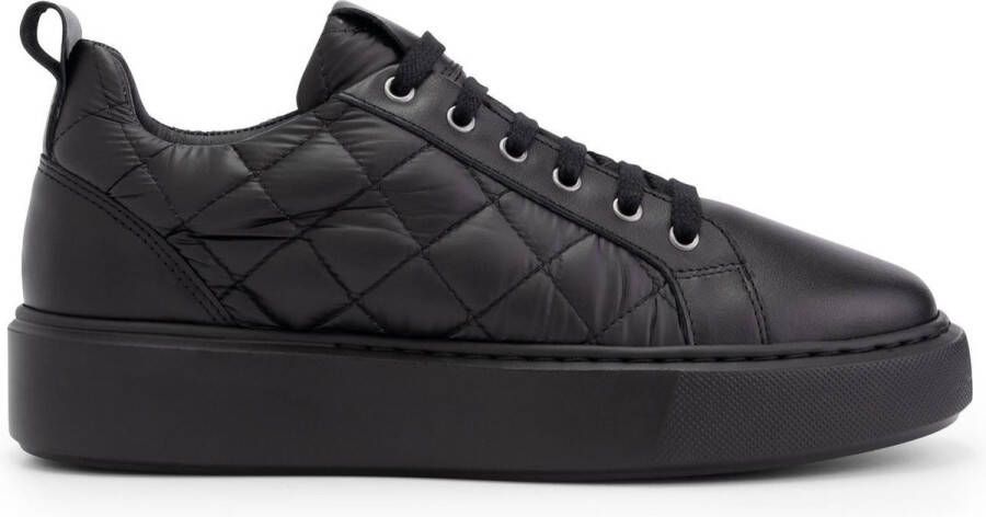 Mysa Lanthe Leren Damessneakers Veterschoenen Zwart Leer