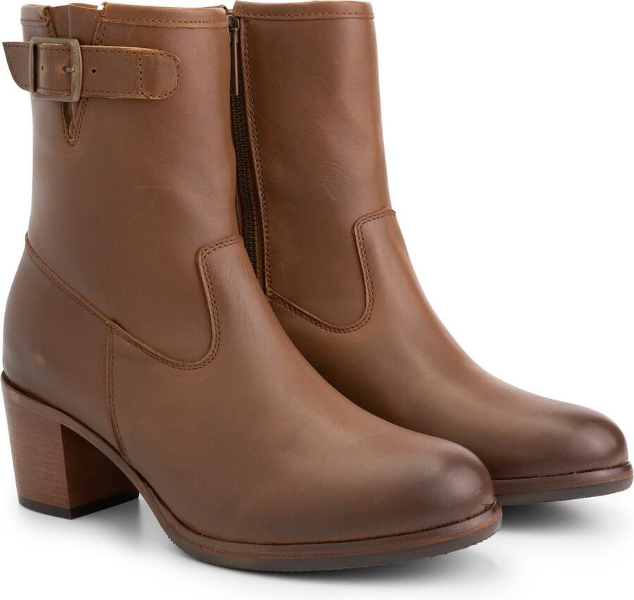 Mysa Poppy Nette leren dames enkellaarzen op hak Cognac Bruin leer - Foto 2