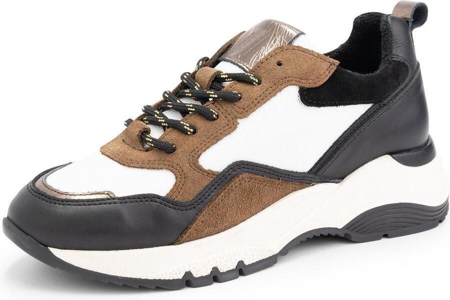 Mysa Rodanthe Leren damessneakers Wit Bruin - Foto 7