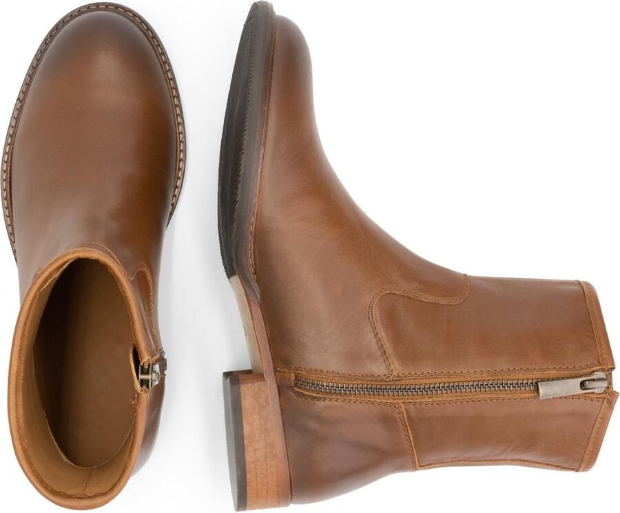 Mysa Susana Dames Leren Enkellaarzen Nette schoenen vrouwen Cognac Bruin Leer - Foto 5