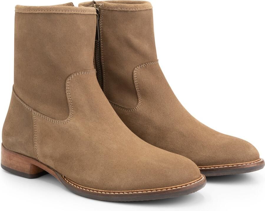 Mysa Susana Suede Dames Leren Enkellaarzen Nette schoenen vrouwen Taupe Suede Leer - Foto 2
