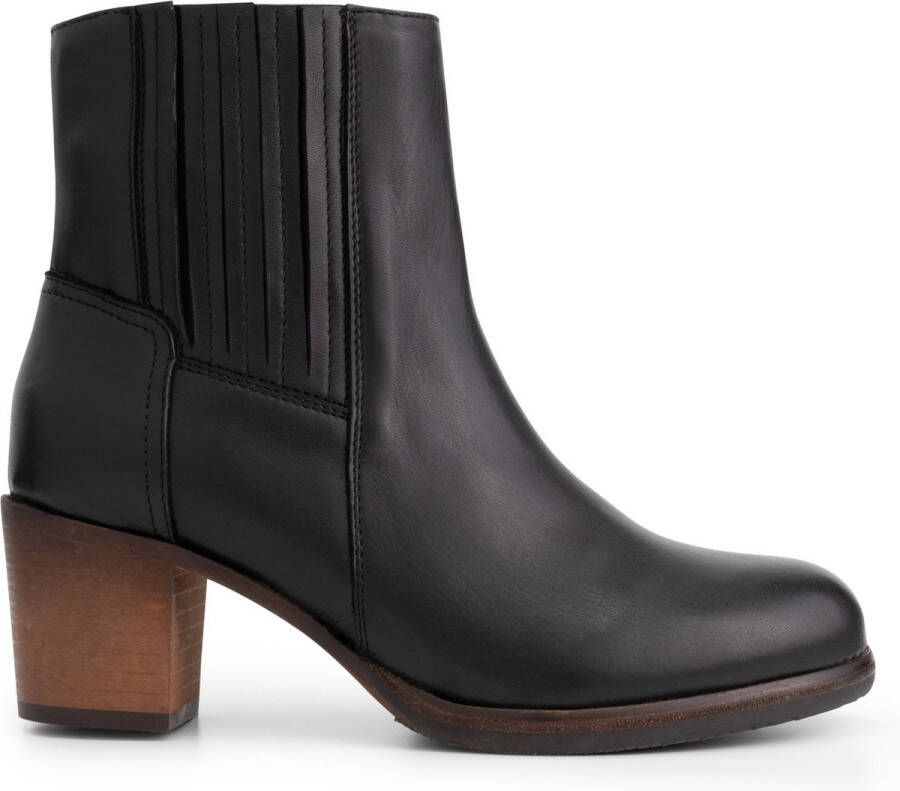 Mysa Pentas Dames Leren Enkellaarzen Nette Chelsea boots op hak Zwart Leer