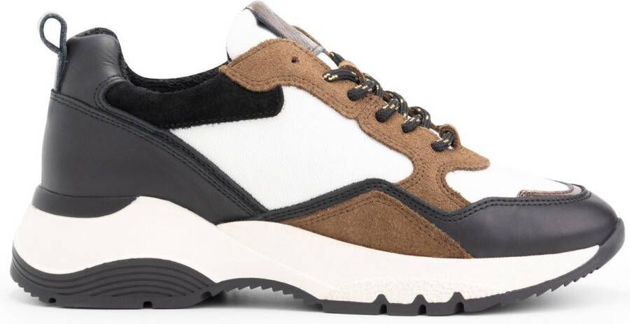 Mysa Rodanthe Leren damessneakers Wit Bruin