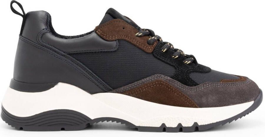 Mysa Rodanthe Leren damessneakers Zwart Bruin
