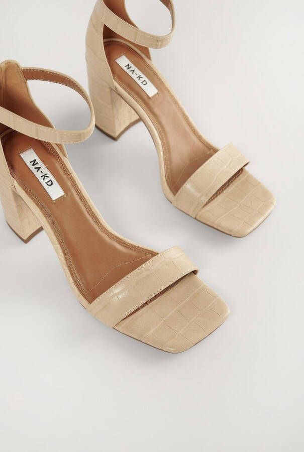 NA-KD Basic Block Heel Vrouwen Sandalen Nude