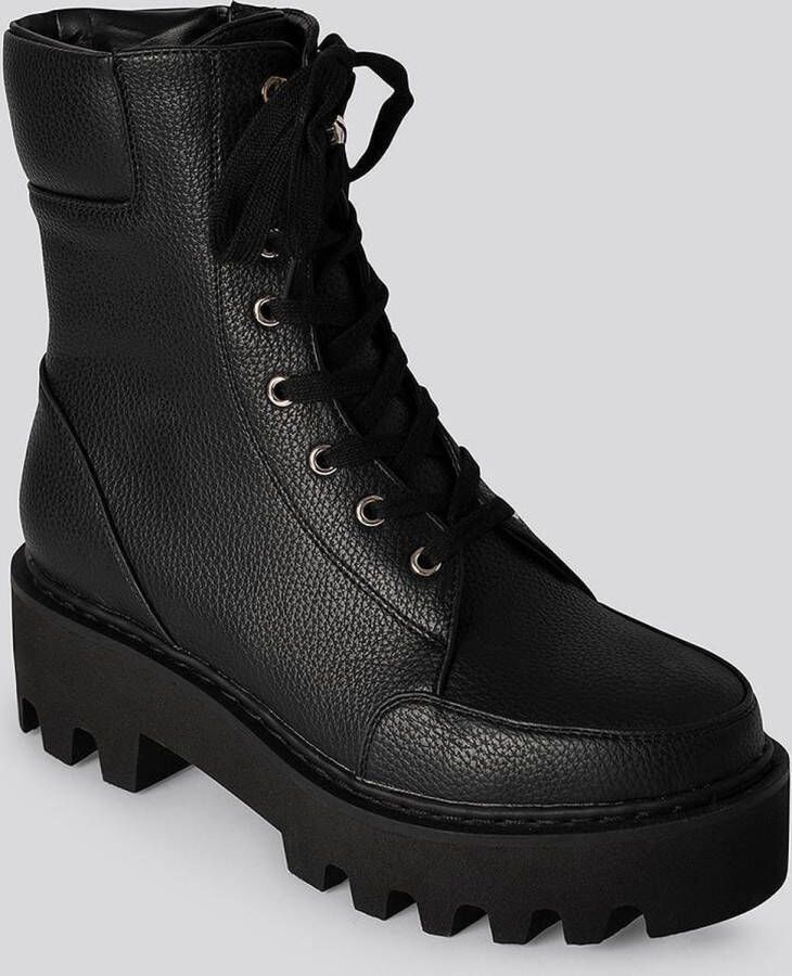NA-KD High Profile Lace Up Vrouwen Laarzen Black