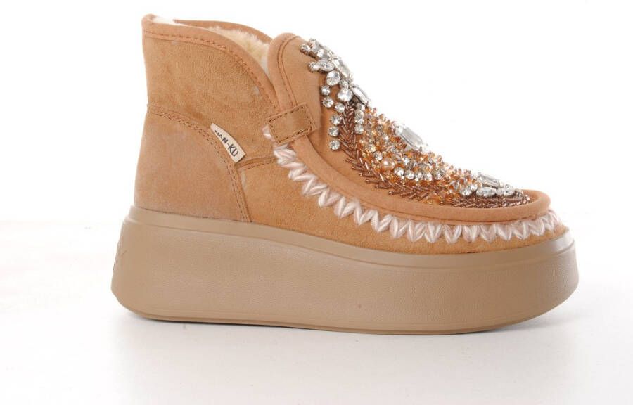 NAN-KU dames boot Teletubbie suède camel