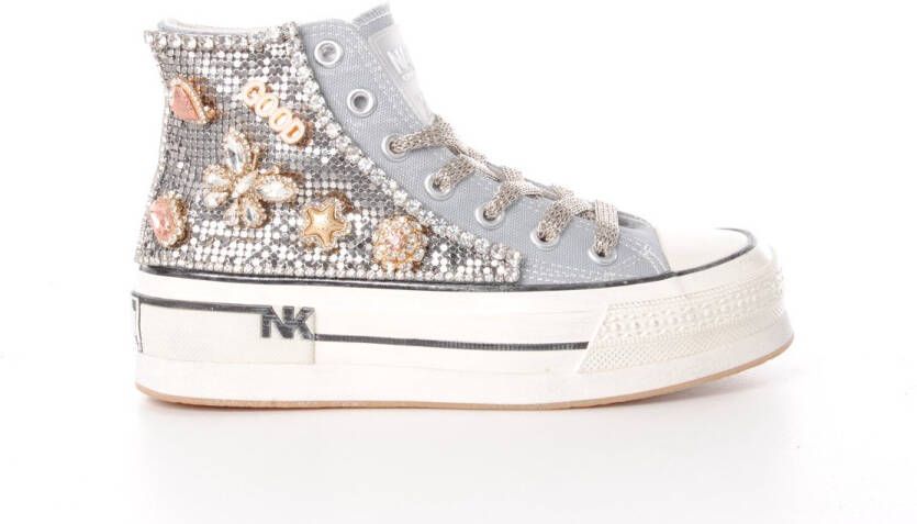 NAN-KU dames hoge sneaker Starlink canvas gijs
