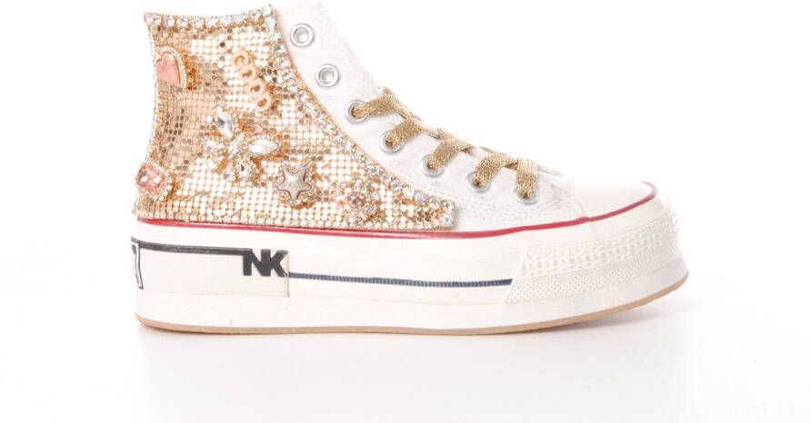 NAN-KU dames hoge sneaker Starlink canvas wit
