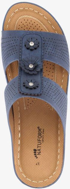 Natuform dames slippers met sleehak blauw Uitneembare zool