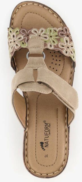 Natuform dames slippers met sleehak taupe Beige Uitneembare zool