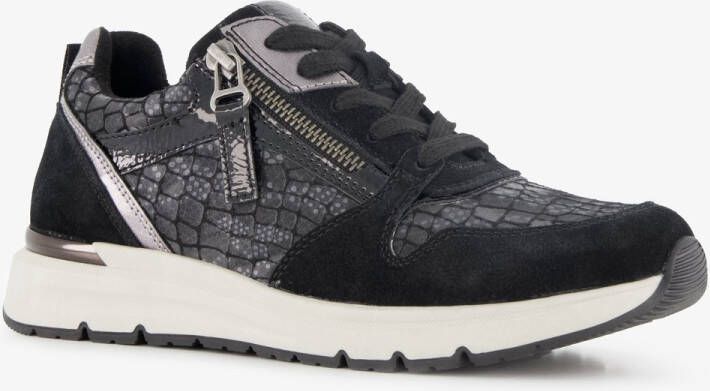 Natuform dames sneakers met slangenprint details zwart Uitneembare zool