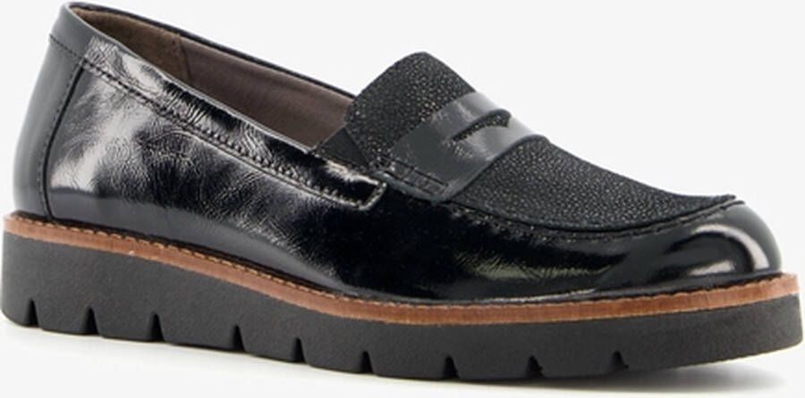 Natuform leren dames loafers zwart Uitneembare zool