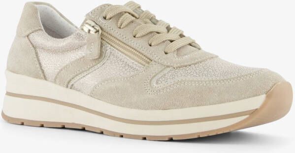 Natuform leren dames sneakers beige Uitneembare zool