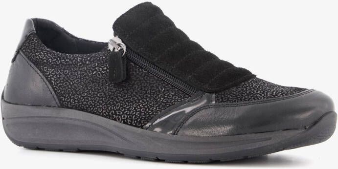 Natuform leren dames sneakers zwart Uitneembare zool