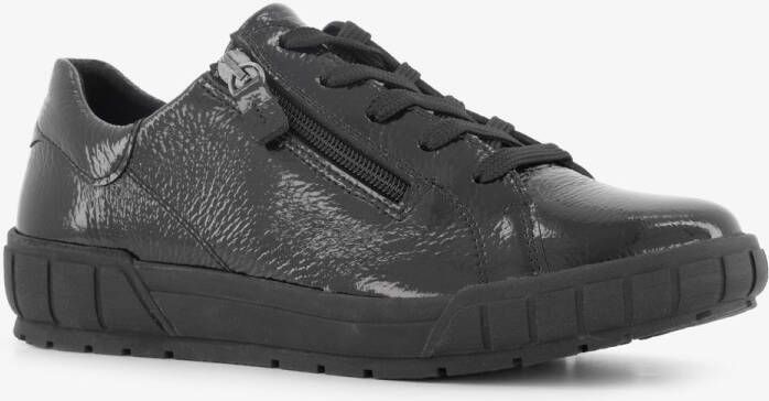 Natuform leren dames sneakers zwart Uitneembare zool