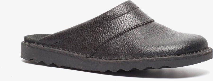 Natuform leren heren pantoffels Zwart Sloffen