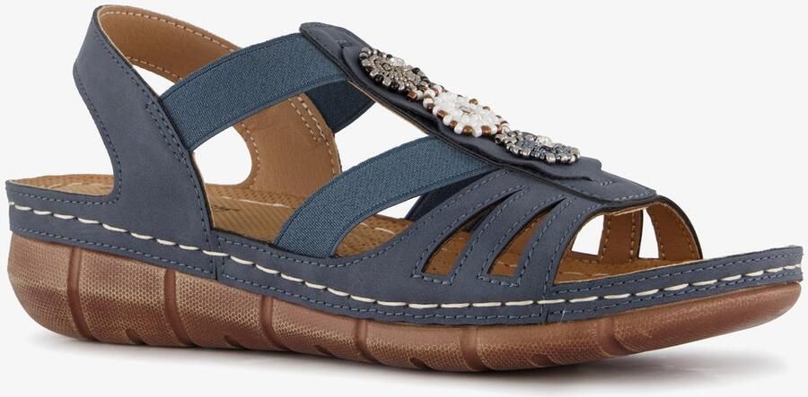 Natuform dames sandalen met sleehak blauw Uitneembare zool