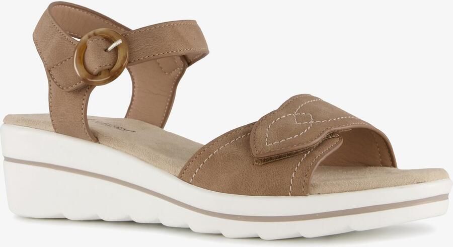 Natuform dames sandalen met sleehak cognac bruin Uitneembare zool