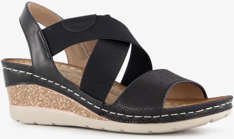 Natuform dames sandalen met sleehak zwart