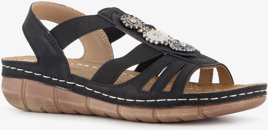 Natuform dames sandalen met sleehak zwart Uitneembare zool
