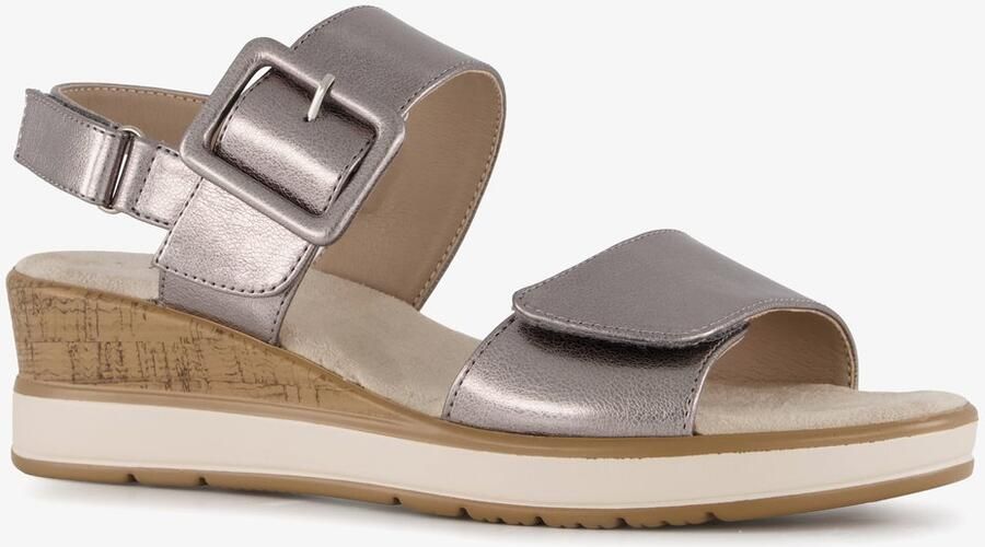 Natuform dames sandalen zilver Uitneembare zool