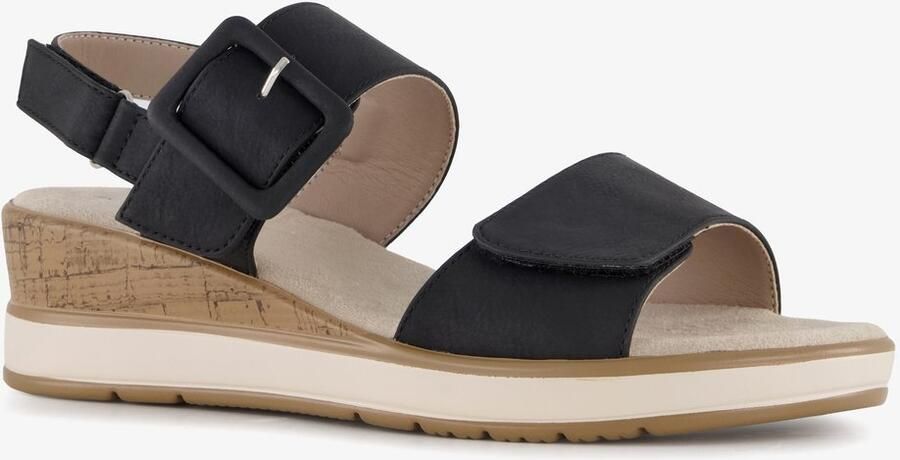 Natuform dames sandalen zwart Uitneembare zool