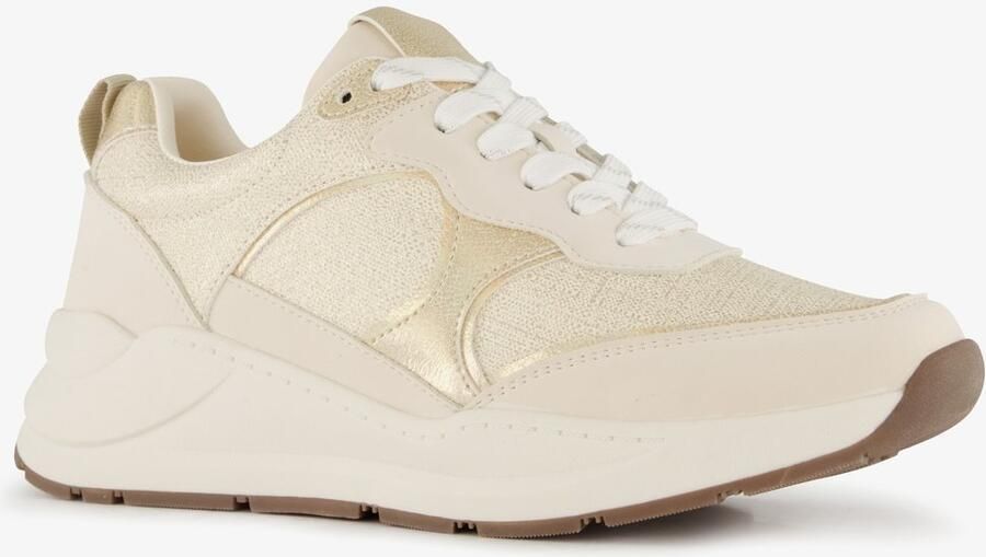 Natuform dames sneakers beige goud Uitneembare zool