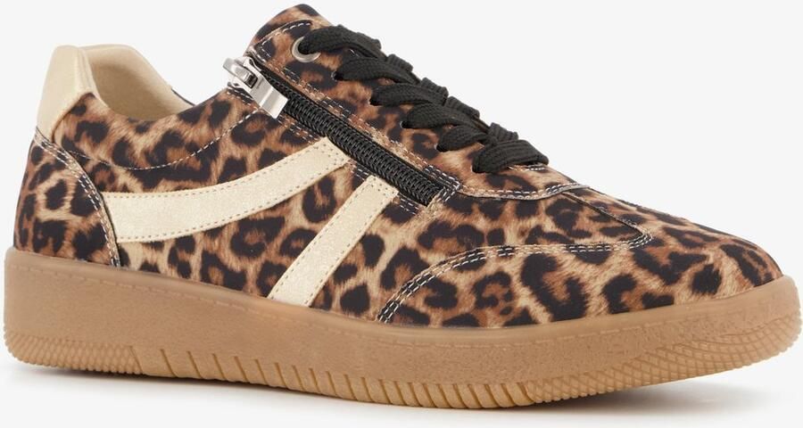 Natuform dames sneakers met luipaardprint bruin Uitneembare zool