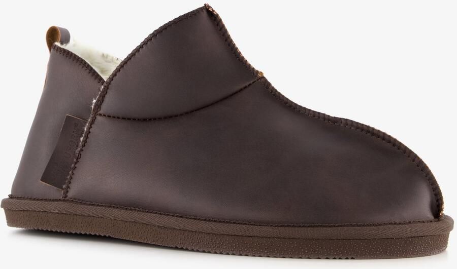 Natuform gevoerde heren pantoffels donkerbruin Sloffen