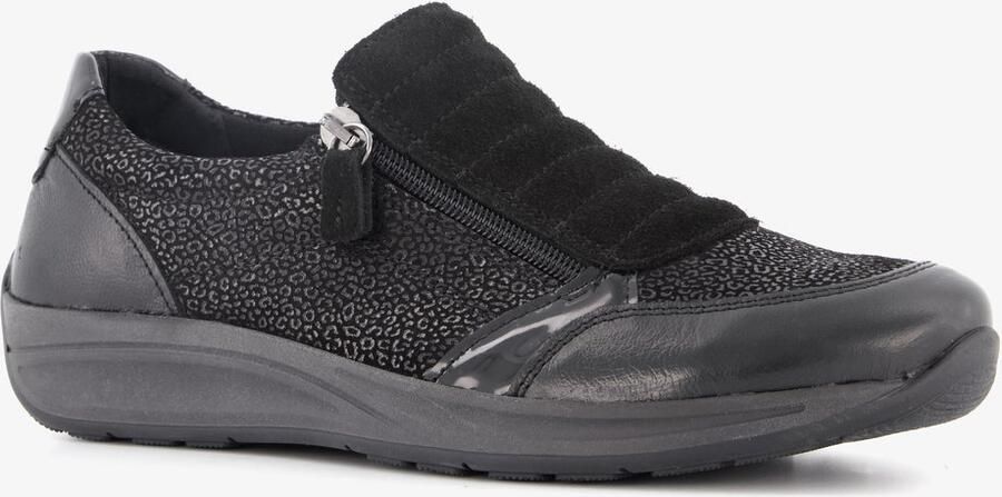 Natuform leren dames sneakers zwart Uitneembare zool