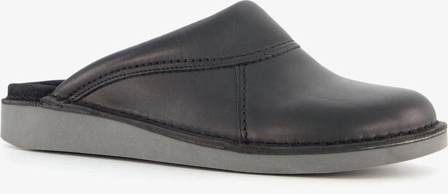 Natuform leren heren pantoffels Zwart Sloffen Uitneembare zool