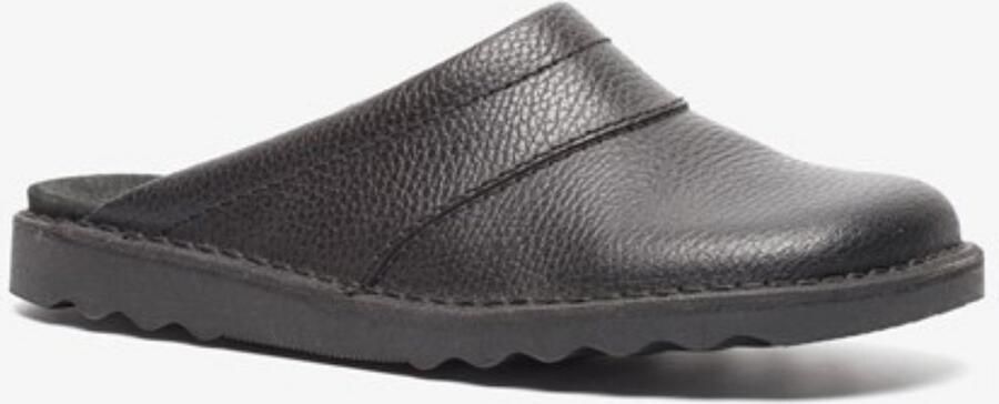 Natuform leren heren pantoffels Zwart Sloffen Uitneembare zool