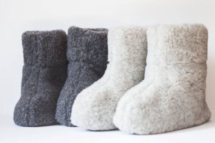 Natura Norway Natura Merino wollen sloffen antislip Lichtgrijs