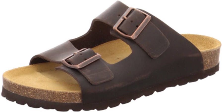 Natural Sense mannen pantoffels muiltjes sandalen leer bruin