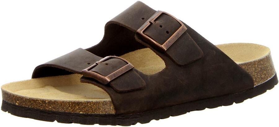 Natural Sense dames pantoffels muiltjes sandalen leer bruin