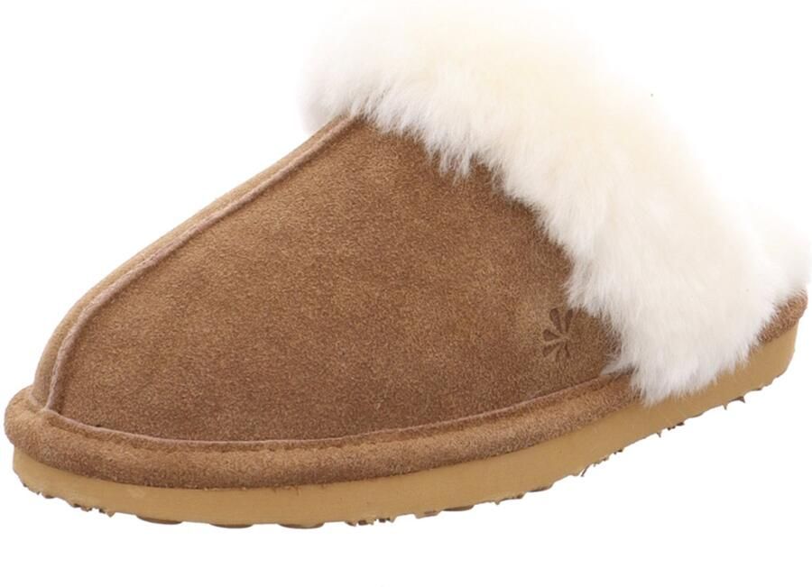 Natural Sense damesleren muiltjes Werra 1152983 pantoffels warme voering bruin