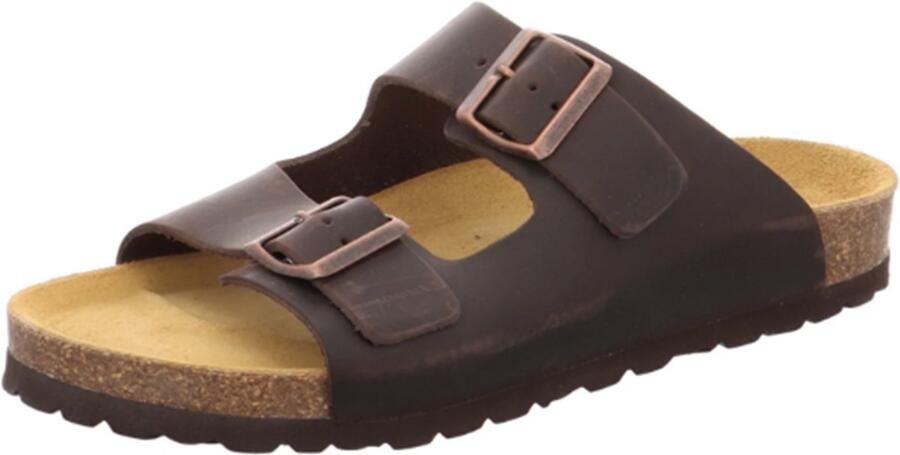 Natural Sense mannen pantoffels muiltjes sandalen leer bruin