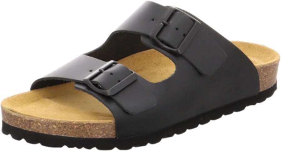 Natural Sense mannen pantoffels muiltjes sandalen leer zwaart - Foto 1