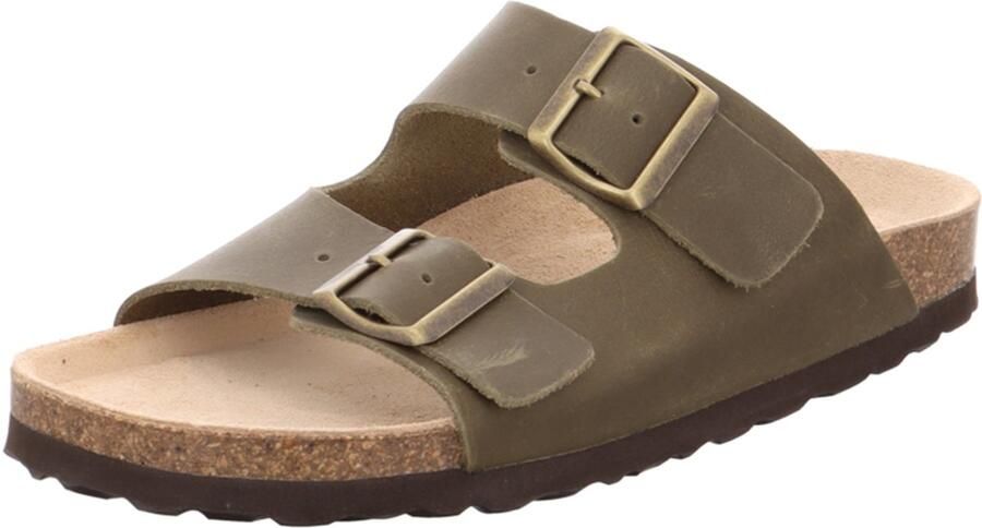 Natural Sense unisex pantoffels muiltjes sandalen leer khaki