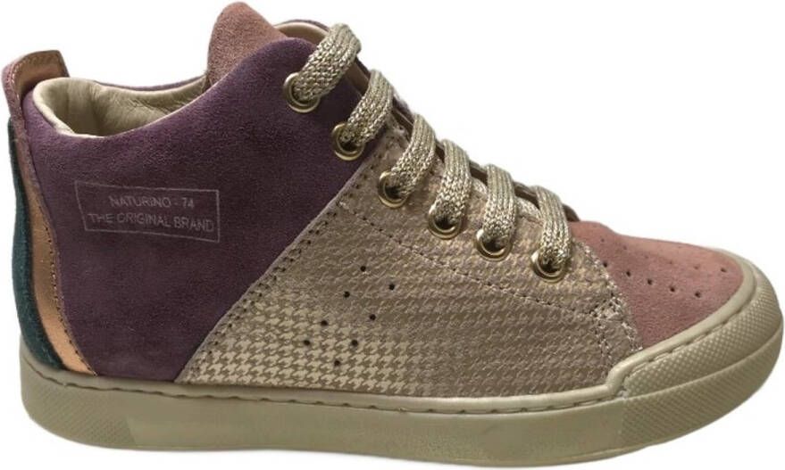 Naturino Trajan High Veter rits bumper lederen hoge sneakers Rose Lila