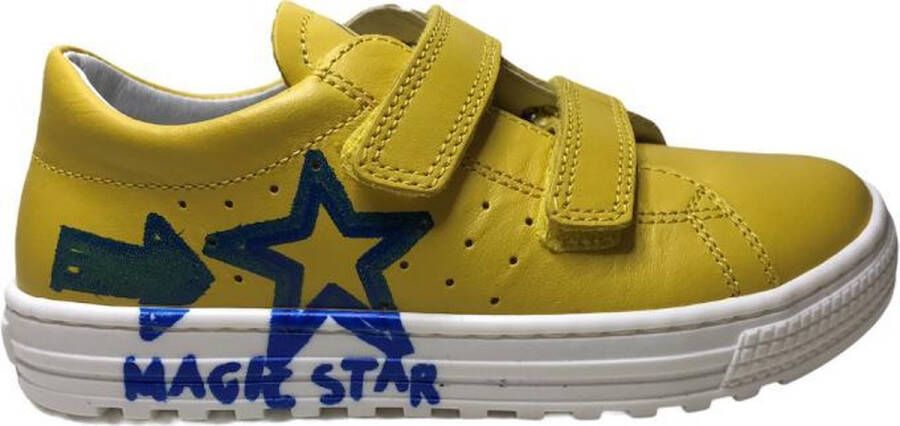 Naturino 2 velcro's blauwe ster lederen sneakers Natte geel mt 26