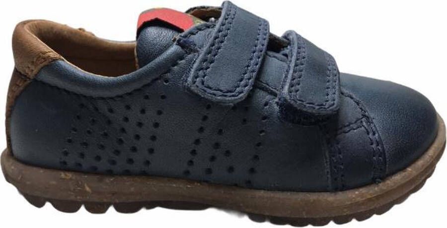Naturino 2 velcro's effen lederen schoenen Hill Navy cognac mt 20
