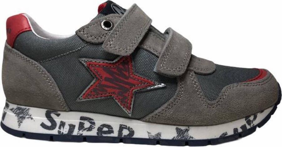 Naturino 2 velcro's rode ster lederen sneakers Pat grijs mt 30
