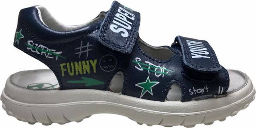Naturino 2 velcro's stoere lederen sandalen Hangar navy mt 24