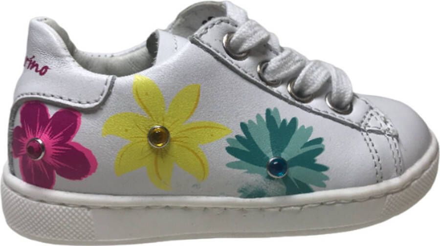 Naturino 3 bling bloemen lederen veter sneakers Nivelles Wit - Foto 1