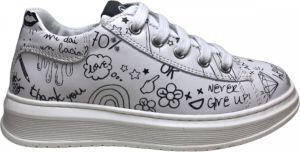 Naturino veter rits printed lederen sneakers Florus Wit zwart