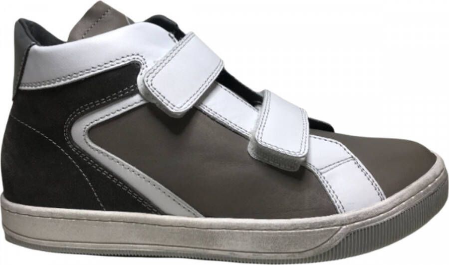 Naturino lederen velcro's hoge sneakers grijs wit Kinsley