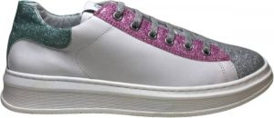 Naturino veters rits bling lederen sneakers Porter wit mix