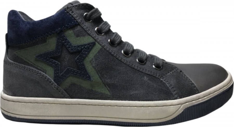 Naturino veter rits navy ster hoge lederen sneakers Alfie Grijs navy